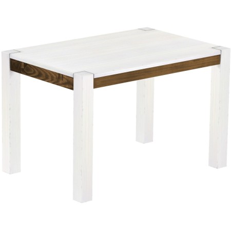 Esstisch 120x80 Rio Kanto Snow Eiche massiver Pinien Holztisch - vorgerichtet für Ansteckplatten - Tisch ausziehbar