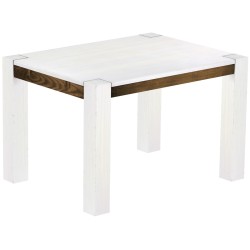 Esstisch 120x90 Rio Kanto Snow Eiche massiver Pinien Holztisch - vorgerichtet für Ansteckplatten - Tisch ausziehbar