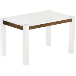 Esstisch 130x80 Rio Kanto Snow Eiche massiver Pinien Holztisch - vorgerichtet für Ansteckplatten - Tisch ausziehbar