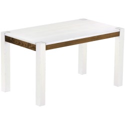 Esstisch 140x80 Rio Kanto Snow Eiche massiver Pinien Holztisch - vorgerichtet für Ansteckplatten - Tisch ausziehbar