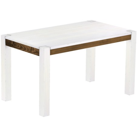Esstisch 140x80 Rio Kanto Snow Eiche massiver Pinien Holztisch - vorgerichtet für Ansteckplatten - Tisch ausziehbar