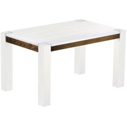 Esstisch 140x90 Rio Kanto Snow Eiche massiver Pinien Holztisch - vorgerichtet für Ansteckplatten - Tisch ausziehbar