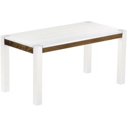 Esstisch 160x80 Rio Kanto Snow Eiche massiver Pinien Holztisch - vorgerichtet für Ansteckplatten - Tisch ausziehbar
