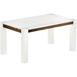Esstisch 160x90 Rio Kanto Snow Eiche massiver Pinien Holztisch - vorgerichtet für Ansteckplatten - Tisch ausziehbar