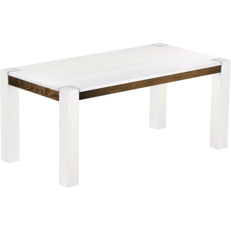Esstisch 180x90 Rio Kanto Snow Eiche massiver Pinien Holztisch - vorgerichtet für Ansteckplatten - Tisch ausziehbar