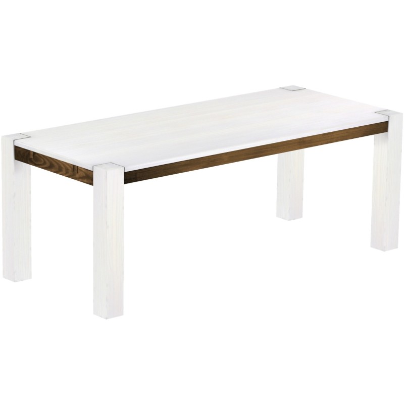 Esstisch 208x90 Rio Kanto Snow Eiche massiver Pinien Holztisch - vorgerichtet für Ansteckplatten - Tisch ausziehbar