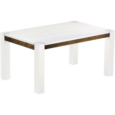 Esstisch 160x100 Rio Kanto Snow Eiche massiver Pinien Holztisch - vorgerichtet für Ansteckplatten - Tisch ausziehbar