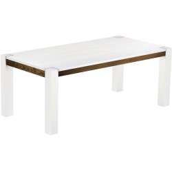 Esstisch 200x100 Rio Kanto Snow Eiche massiver Pinien Holztisch - vorgerichtet für Ansteckplatten - Tisch ausziehbar