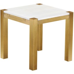 Esstisch 80x80 Rio Kanto Brasil Platte weiss massiver Pinien Holztisch - vorgerichtet für Ansteckplatten - Tisch ausziehbar