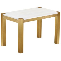Esstisch 120x73 Rio Kanto Brasil Platte weiss massiver Pinien Holztisch - vorgerichtet für Ansteckplatten - Tisch ausziehbar