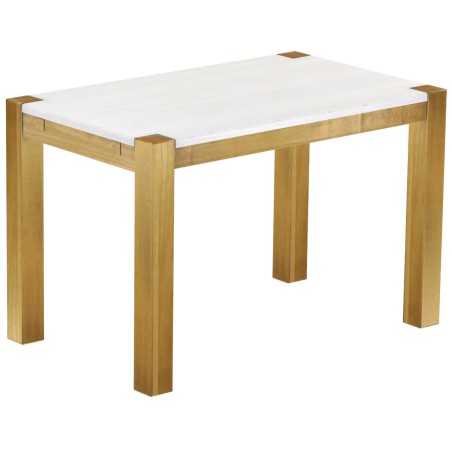 Esstisch 120x73 Rio Kanto Brasil Platte weiss massiver Pinien Holztisch - vorgerichtet für Ansteckplatten - Tisch ausziehbar