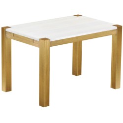 Esstisch 120x80 Rio Kanto Brasil Platte weiss massiver Pinien Holztisch - vorgerichtet für Ansteckplatten - Tisch ausziehbar