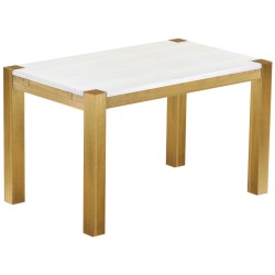 Esstisch 130x80 Rio Kanto Brasil Platte weiss massiver Pinien Holztisch - vorgerichtet für Ansteckplatten - Tisch ausziehbar