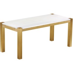 Esstisch 180x80 Rio Kanto Brasil Platte weiss massiver Pinien Holztisch - vorgerichtet für Ansteckplatten - Tisch ausziehbar