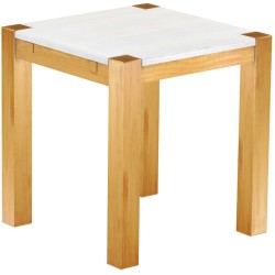 Esstisch 73x73 Rio Kanto Honig Platte weiss massiver Pinien Holztisch - vorgerichtet für Ansteckplatten - Tisch ausziehbar