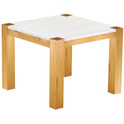 Esstisch 100x100 Rio Kanto Honig Platte weiss massiver Pinien Holztisch - vorgerichtet für Ansteckplatten - Tisch ausziehbar
