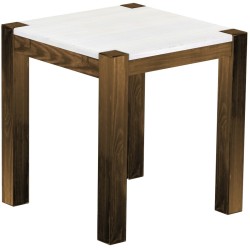Esstisch 73x73 Rio Kanto Eiche Platte weiss massiver Pinien Holztisch - vorgerichtet für Ansteckplatten - Tisch ausziehbar