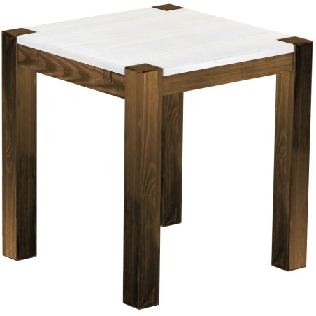 Esstisch 73x73 Rio Kanto Eiche Platte weiss massiver Pinien Holztisch - vorgerichtet für Ansteckplatten - Tisch ausziehbar