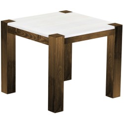 Esstisch 90x90 Rio Kanto Eiche Platte weiss massiver Pinien Holztisch - vorgerichtet für Ansteckplatten - Tisch ausziehbar