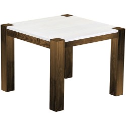Esstisch 100x100 Rio Kanto Eiche Platte weiss massiver Pinien Holztisch - vorgerichtet für Ansteckplatten - Tisch ausziehbar
