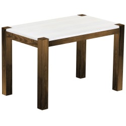 Esstisch 120x73 Rio Kanto Eiche Platte weiss massiver Pinien Holztisch - vorgerichtet für Ansteckplatten - Tisch ausziehbar
