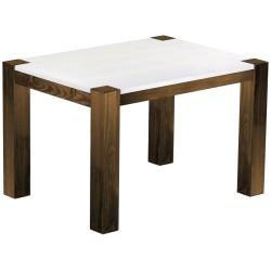 Esstisch 120x90 Rio Kanto Eiche Platte weiss massiver Pinien Holztisch - vorgerichtet für Ansteckplatten - Tisch ausziehbar