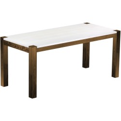 Esstisch 180x80 Rio Kanto Eiche Platte weiss massiver Pinien Holztisch - vorgerichtet für Ansteckplatten - Tisch ausziehbar