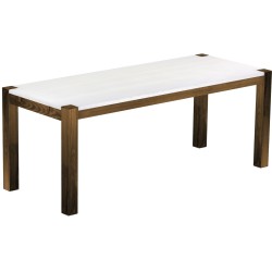 Esstisch 200x80 Rio Kanto Eiche Platte weiss massiver Pinien Holztisch - vorgerichtet für Ansteckplatten - Tisch ausziehbar