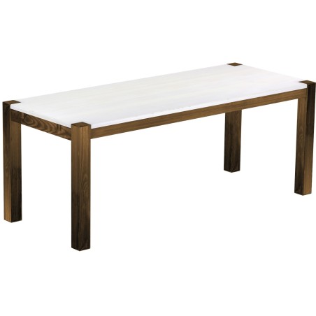 Esstisch 200x80 Rio Kanto Eiche Platte weiss massiver Pinien Holztisch - vorgerichtet für Ansteckplatten - Tisch ausziehbar