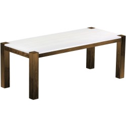 Esstisch 208x90 Rio Kanto Eiche Platte weiss massiver Pinien Holztisch - vorgerichtet für Ansteckplatten - Tisch ausziehbar
