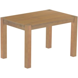 Esstisch 120x80 Rio Kanto Eiche natur massiver Pinien Holztisch - vorgerichtet für Ansteckplatten - Tisch ausziehbar