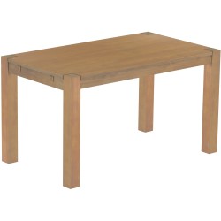 Esstisch 140x80 Rio Kanto Eiche natur massiver Pinien Holztisch - vorgerichtet für Ansteckplatten - Tisch ausziehbar