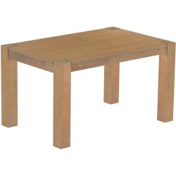 Esstisch 140x90 Rio Kanto Eiche natur massiver Pinien Holztisch - vorgerichtet für Ansteckplatten - Tisch ausziehbar