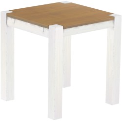 Esstisch 73x73 Rio Kanto Eiche natur weiss massiver Pinien Holztisch - vorgerichtet für Ansteckplatten - Tisch ausziehbar