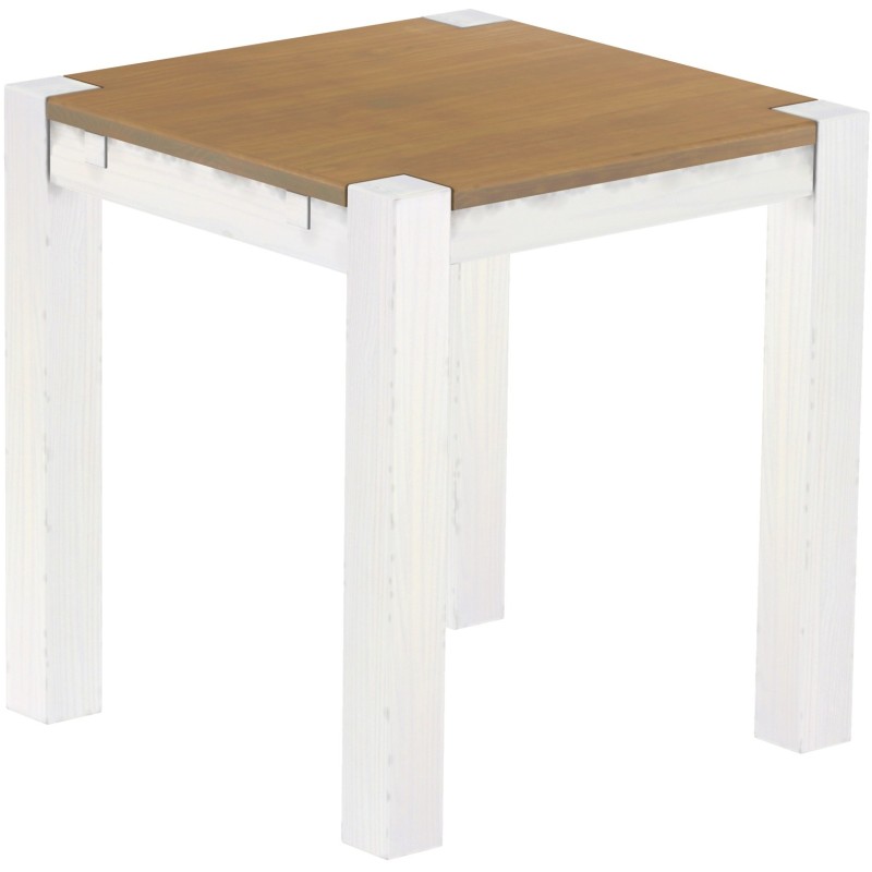 Esstisch 73x73 Rio Kanto Eiche natur weiss massiver Pinien Holztisch - vorgerichtet für Ansteckplatten - Tisch ausziehbar