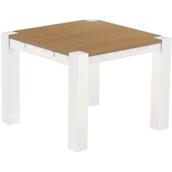 Esstisch 100x100 Rio Kanto Eiche natur weiss massiver Pinien Holztisch - vorgerichtet für Ansteckplatten - Tisch ausziehbar