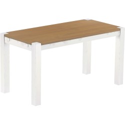 Esstisch 150x73 Rio Kanto Eiche natur weiss massiver Pinien Holztisch - vorgerichtet für Ansteckplatten - Tisch ausziehbar