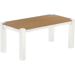 Esstisch 180x90 Rio Kanto Eiche natur weiss massiver Pinien Holztisch - vorgerichtet für Ansteckplatten - Tisch ausziehbar