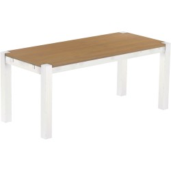 Esstisch 180x80 Rio Kanto Eiche natur weiss massiver Pinien Holztisch - vorgerichtet für Ansteckplatten - Tisch ausziehbar