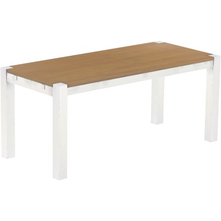 Esstisch 180x80 Rio Kanto Eiche natur weiss massiver Pinien Holztisch - vorgerichtet für Ansteckplatten - Tisch ausziehbar