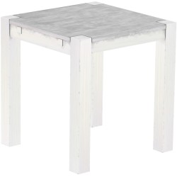 Esstisch 73x73 Rio Kanto Beton Weiss massiver Pinien Holztisch - vorgerichtet für Ansteckplatten - Tisch ausziehbar