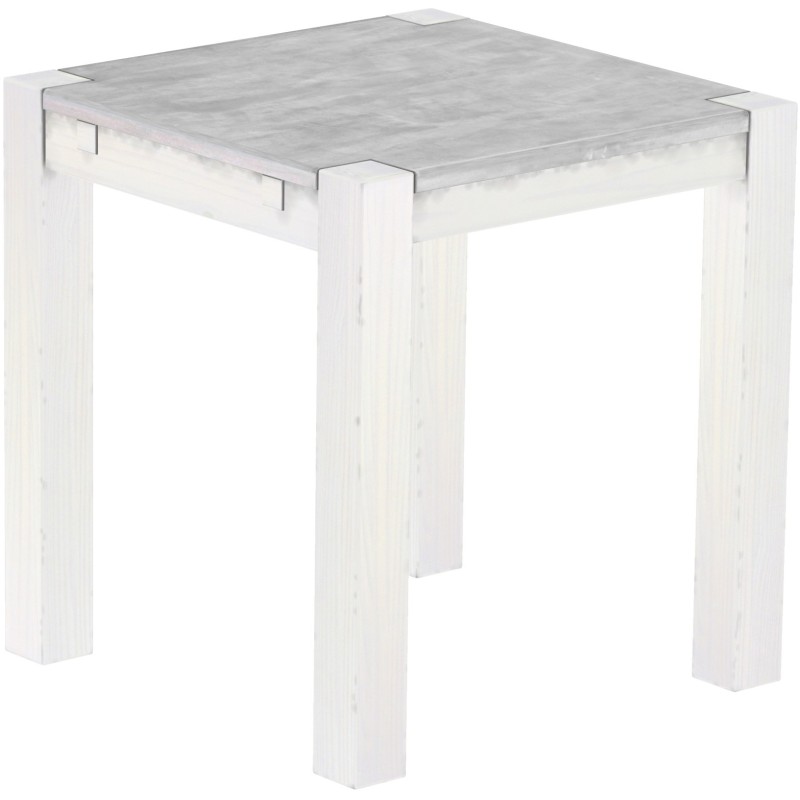 Esstisch 73x73 Rio Kanto Beton Weiss massiver Pinien Holztisch - vorgerichtet für Ansteckplatten - Tisch ausziehbar