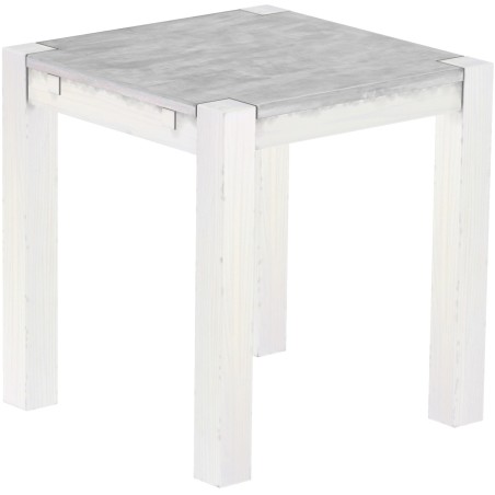 Esstisch 73x73 Rio Kanto Beton Weiss massiver Pinien Holztisch - vorgerichtet für Ansteckplatten - Tisch ausziehbar