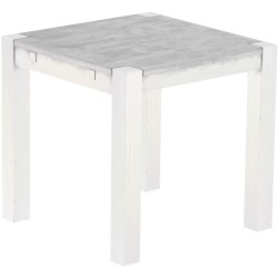 Esstisch 80x80 Rio Kanto Beton Weiss massiver Pinien Holztisch - vorgerichtet für Ansteckplatten - Tisch ausziehbar