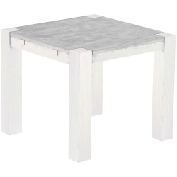 Esstisch 90x90 Rio Kanto Beton Weiss massiver Pinien Holztisch - vorgerichtet für Ansteckplatten - Tisch ausziehbar