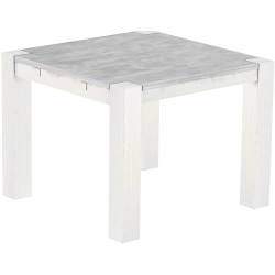 Esstisch 100x100 Rio Kanto Beton Weiss massiver Pinien Holztisch - vorgerichtet für Ansteckplatten - Tisch ausziehbar