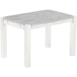 Esstisch 120x80 Rio Kanto Beton Weiss massiver Pinien Holztisch - vorgerichtet für Ansteckplatten - Tisch ausziehbar