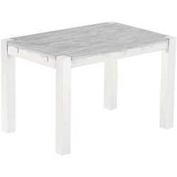Esstisch 120x80 Rio Kanto Beton Weiss massiver Pinien Holztisch - vorgerichtet für Ansteckplatten - Tisch ausziehbar