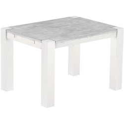 Esstisch 120x90 Rio Kanto Beton Weiss massiver Pinien Holztisch - vorgerichtet für Ansteckplatten - Tisch ausziehbar