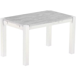 Esstisch 130x80 Rio Kanto Beton Weiss massiver Pinien Holztisch - vorgerichtet für Ansteckplatten - Tisch ausziehbar